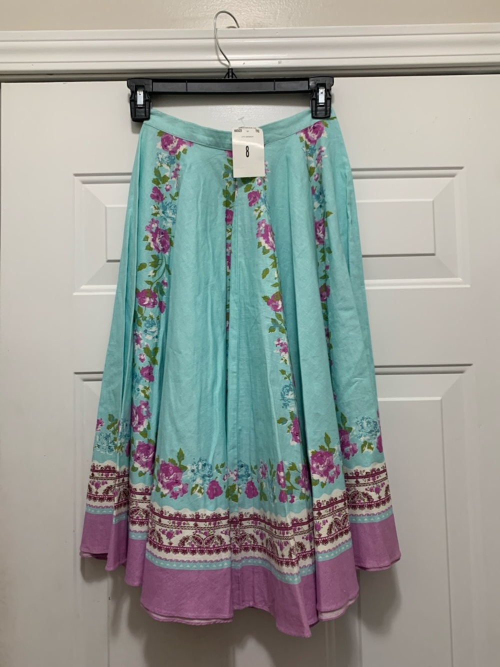 3/$15 NWT Girl's Bonnie Jean 100% Cotton Aqua & Lavender Floral Skirt Size 8